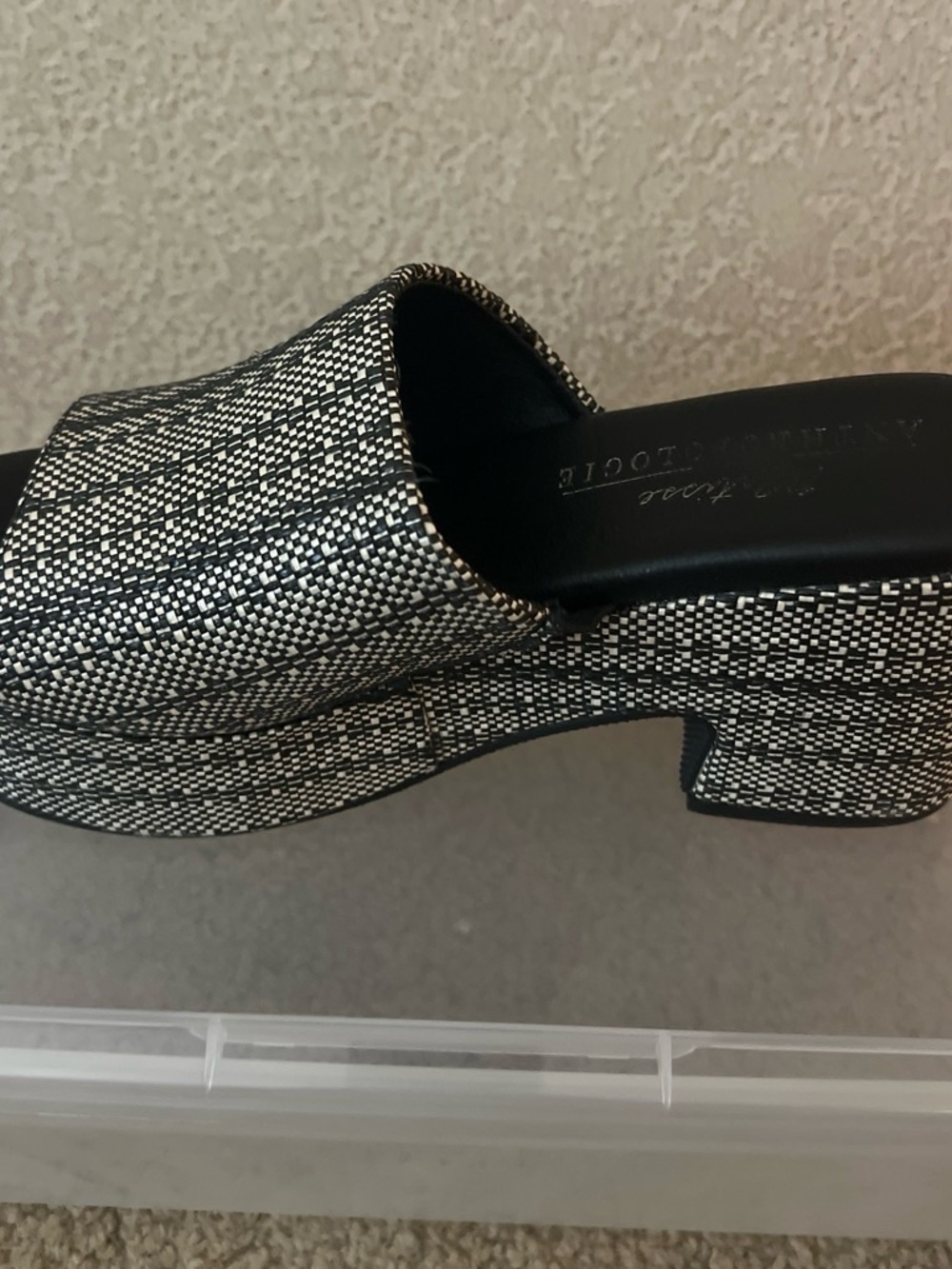 Matisse Black and White Woven Platform Mule